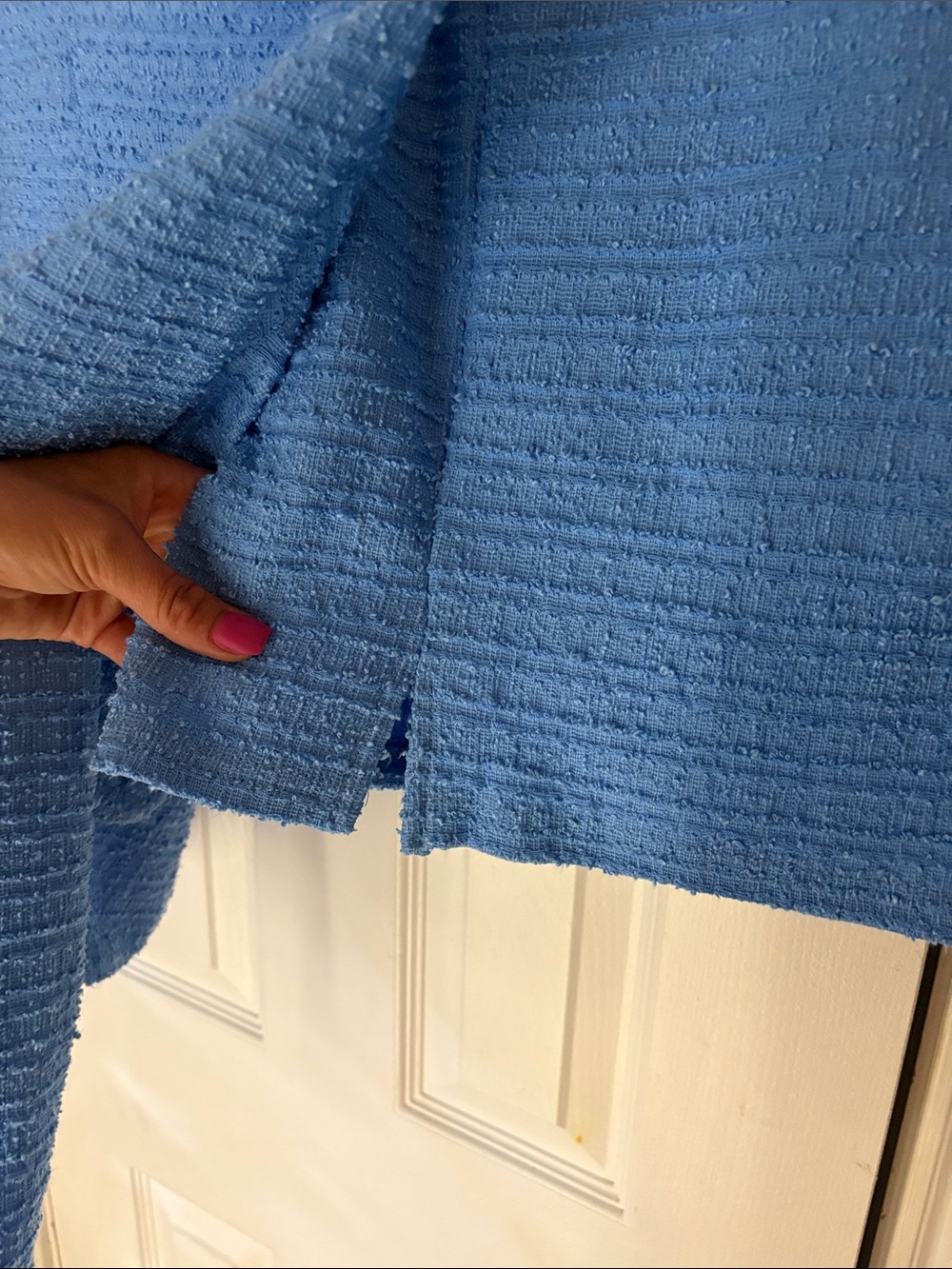 SHEIN Sky Blue Tweed Button-Front Blazer & Skirt Set - Picture 12 of 14